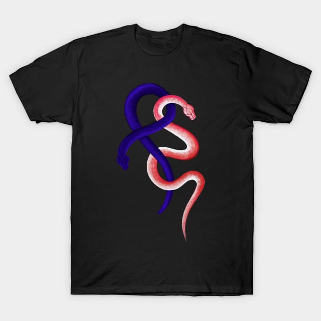 Two little snakes cuddling up together T-Shirt by DanielVind